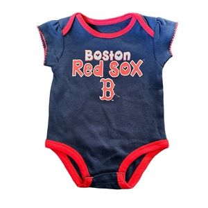 BOSTON RED SOX BASEBALL Infant Red & Blue One Piece Outfit Sz 0-3 Months